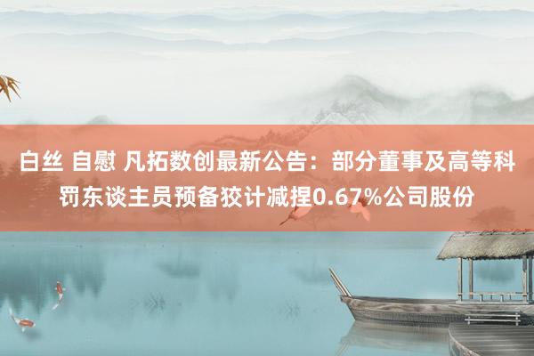 白丝 自慰 凡拓数创最新公告：部分董事及高等科罚东谈主员预备狡计减捏0.67%公司股份