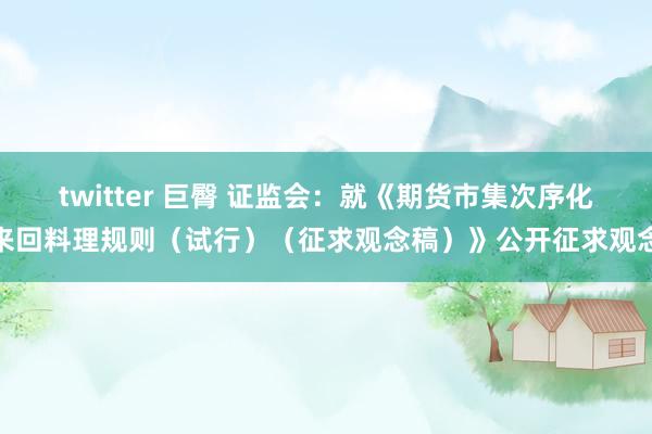 twitter 巨臀 证监会：就《期货市集次序化来回料理规则（试行）（征求观念稿）》公开征求观念