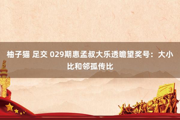 柚子猫 足交 029期惠孟叔大乐透瞻望奖号：大小比和邻孤传比