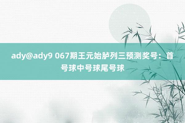 ady@ady9 067期王元始胪列三预测奖号：首号球中号球尾号球