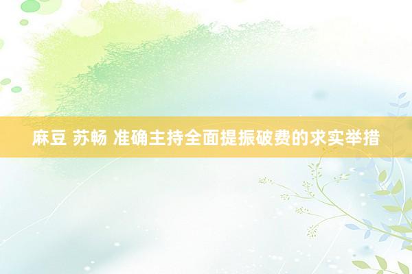 麻豆 苏畅 准确主持全面提振破费的求实举措