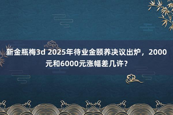 新金瓶梅3d 2025年待业金颐养决议出炉，2000元和6000元涨幅差几许？