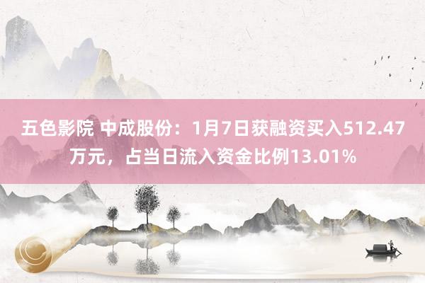 五色影院 中成股份：1月7日获融资买入512.47万元，占当日流入资金比例13.01%