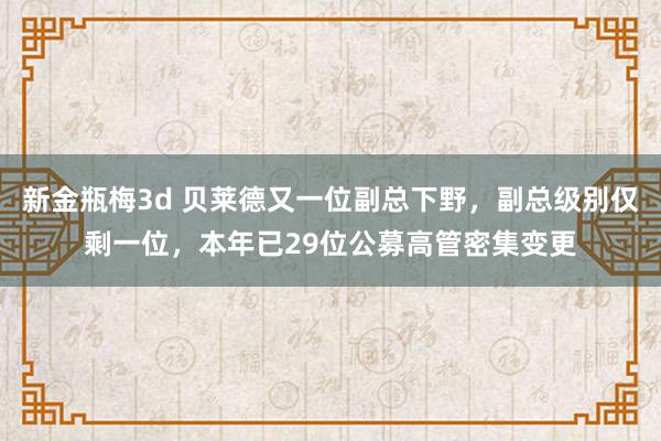 新金瓶梅3d 贝莱德又一位副总下野，副总级别仅剩一位，本年已29位公募高管密集变更