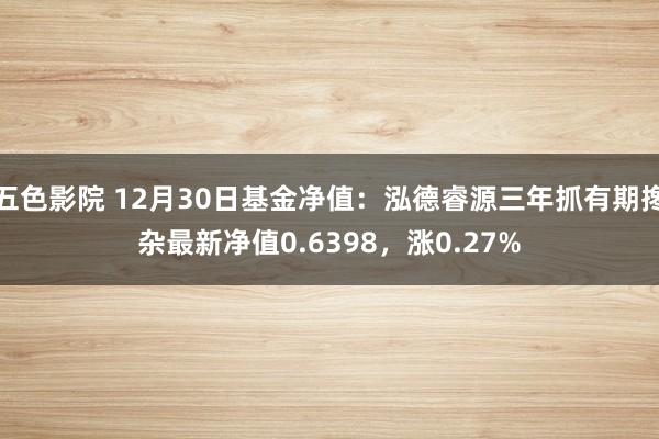 五色影院 12月30日基金净值：泓德睿源三年抓有期搀杂最新净值0.6398，涨0.27%