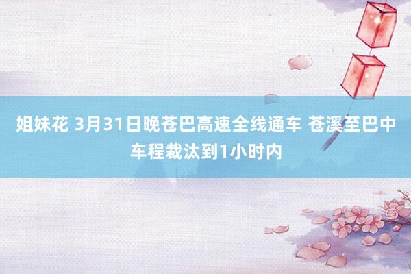 姐妹花 3月31日晚苍巴高速全线通车 苍溪至巴中车程裁汰到1小时内