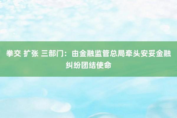 拳交 扩张 三部门：由金融监管总局牵头安妥金融纠纷团结使命