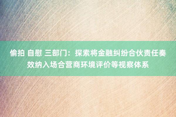 偷拍 自慰 三部门：探索将金融纠纷合伙责任奏效纳入场合营商环境评价等视察体系