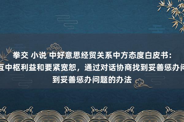 拳交 小说 中好意思经贸关系中方态度白皮书：要尊重相互中枢利益和要紧宽恕，通过对话协商找到妥善惩办问题的办法