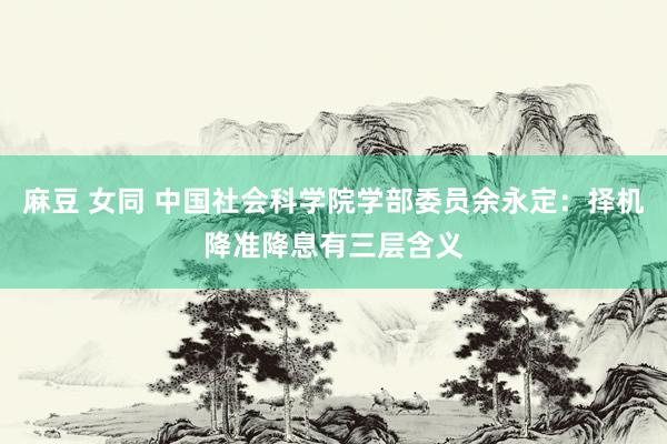 麻豆 女同 中国社会科学院学部委员余永定：择机降准降息有三层含义