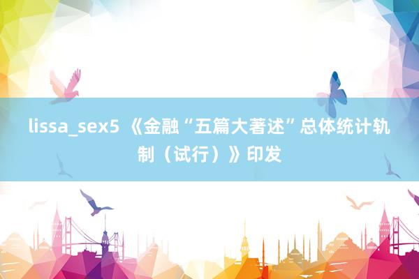 lissa_sex5 《金融“五篇大著述”总体统计轨制（试行）》印发