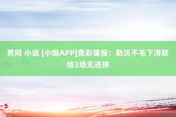 男同 小说 [小炮APP]竞彩谍报：勒沃不毛下滑联结3场无进球